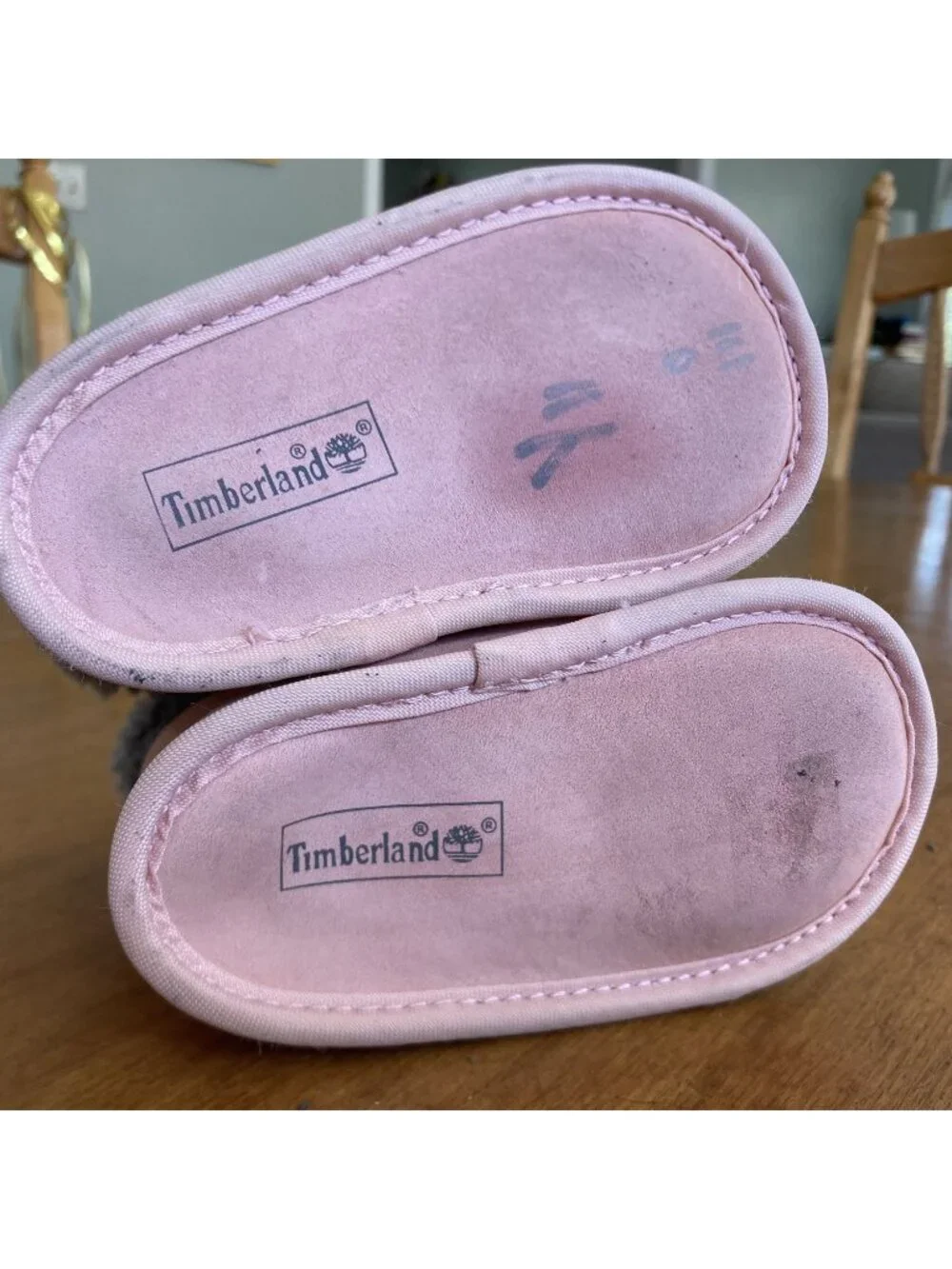 Timberland Baby Pink Fleece-Lined Crib Shoes Size 1 With Lace-Up Closure